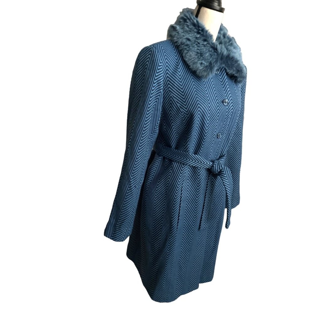 Randolph Duke THE LOOK Blue Chevron Pattern Trench Coat VINTAGE Button Up 16 - Picture 10 of 10
